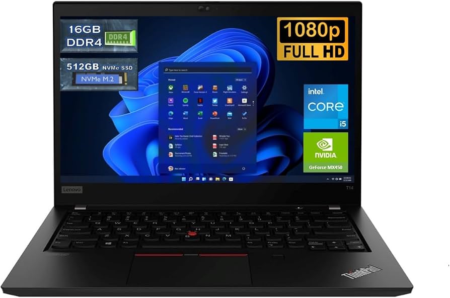 LAPTOP LENOVO THINKPAD T14 G2 Intel Core i5-1145G7 2.6GHZ 4 Nucleos Max Turbo 4.4Ghz 8MB Cache 16GB DDR4 Disco Sólido 512GB M.2