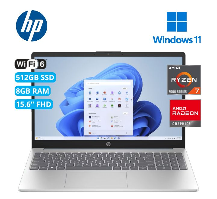 LAPTOP HP 15-FC0011LA AMD RYZEN 7 7730U 12GB RAM 512GB SSD