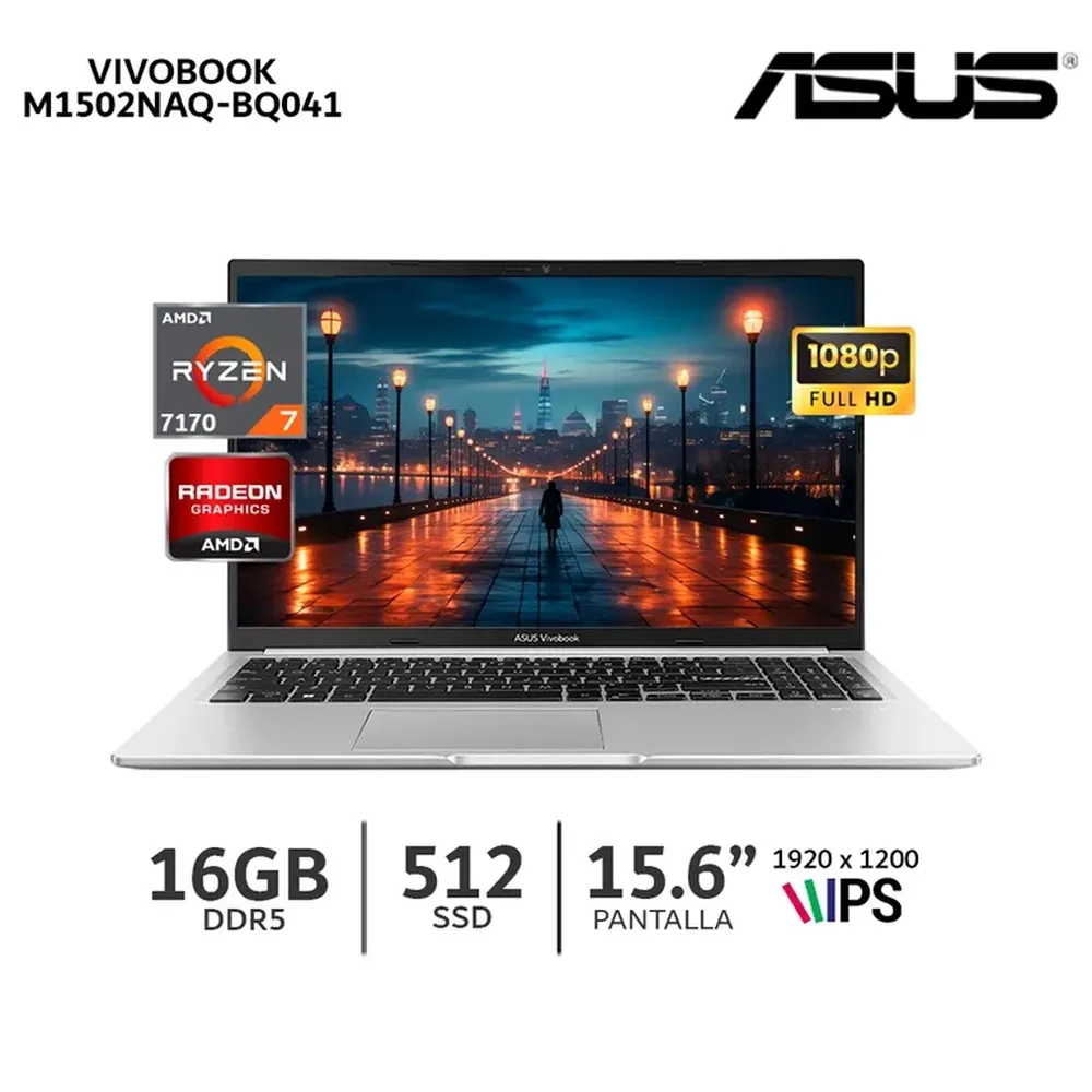 LAPTOP ASUS VIVOBOOK 15 M1502NAQ-BQ041 AMD RYZEN 7 170 16GB DDR5 SSD 512GB
