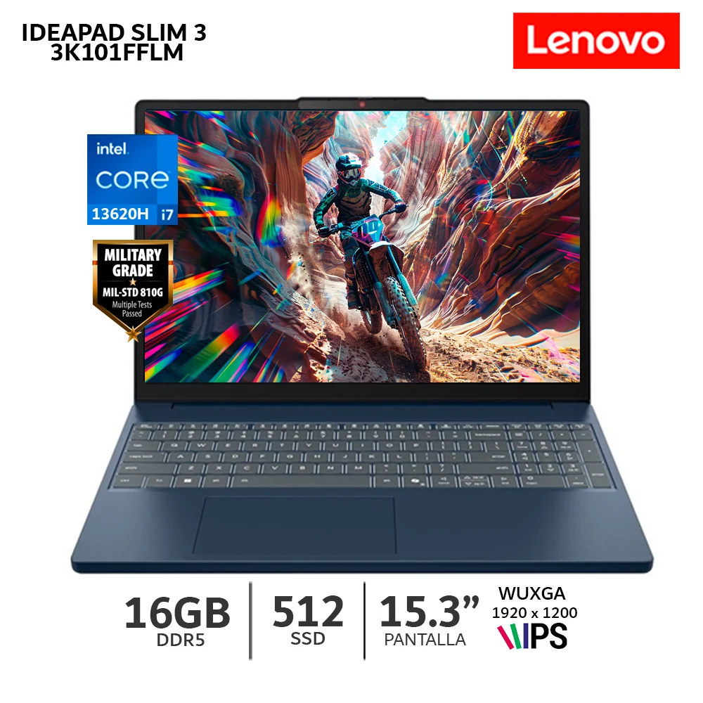 LAPTOP 2-EN-1 LENOVO IDEAPAD SLIM 3 15IRH10 INTEL CORE I7-13620H 16GB DDR5 SSD 512GB