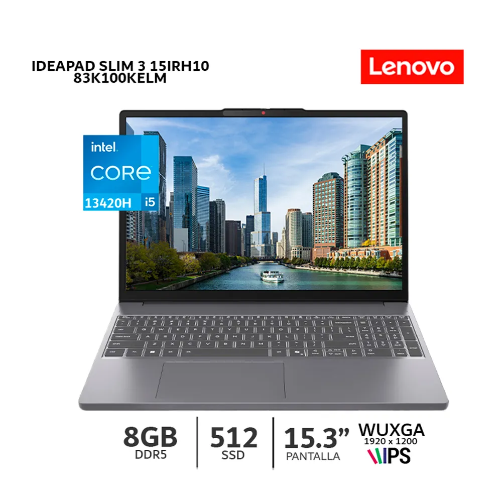 LAPTOP LENOVO IDEAPAD SLIM 3 15IRH10 Intel Core i5 13420H 8GB DDR5 4800MHZ SODIMM 512GB SSD