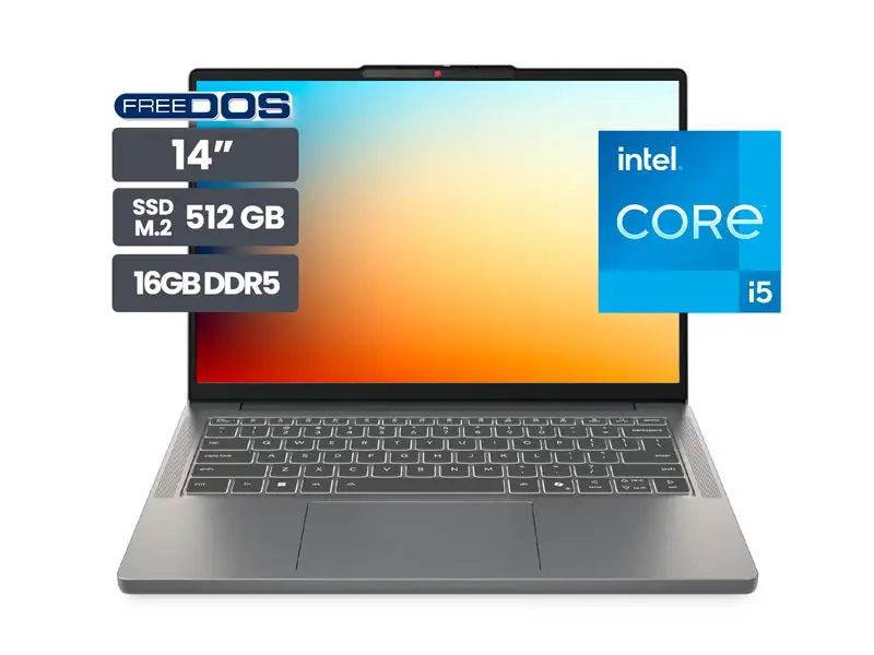 LAPTOP LENOVO IDEAPAD SLIM 3 14IRH10 Intel Core i5-13420H 16 GB DDR5-4800 (8GB SOLDADA + 8GB SODIMM) SSD 512GB