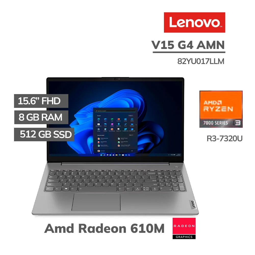 LAPTOP LENOVO V15 G4 AMD RYZEN 3 7320U 8GB LPDDR5-5500 SSD 256GB