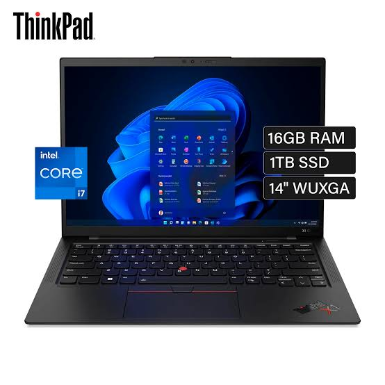 LAPTOP LENOVO THINKPAD X1 CARBON GEN 9 Intel Core i7-1185G7 3.0Ghz 4 Nucleos 8 Sub-procesadores Max. Turbo 4.7Ghz 12MB Smart Cache 16GB DDR4 Disco Sólido 1.0TB M.2 NVMe